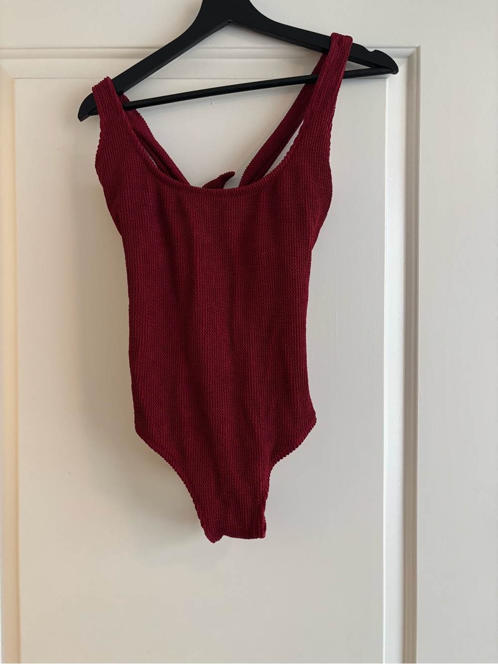 Women's Ribbed Burgundy One-Piece Swimsuit‎
